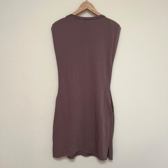 CODE x MODE Nude Beige Sleeveless Knit Dress with Shoulder Pads and Pockets SM - Picture 2 of 4